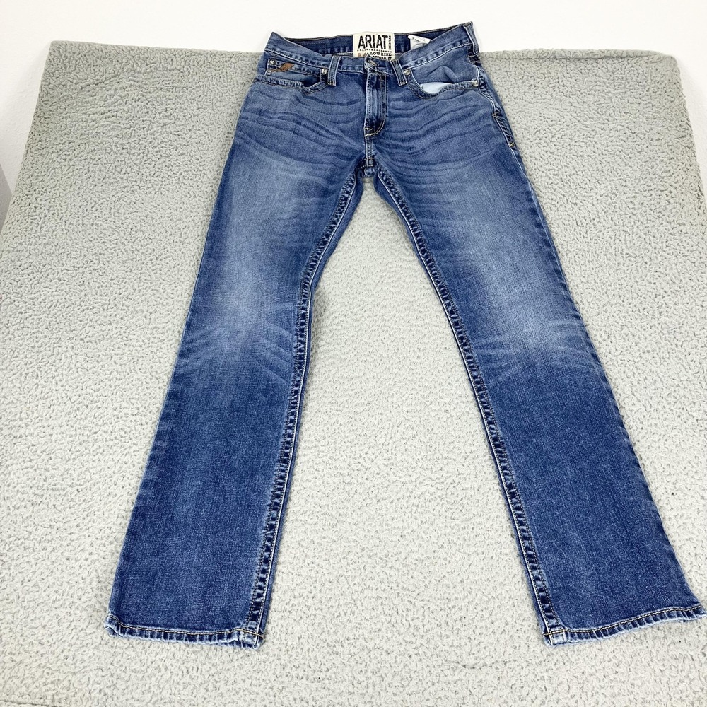 Ariat M4 Straight Jeans Mens 33x36 Blue Medium Wash Relaxed Stretch Denim